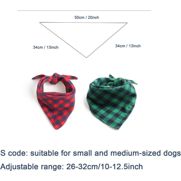 2 st Tartan Dog Bandana, Pläd Dog Bandana, Tartan Dog Scarf