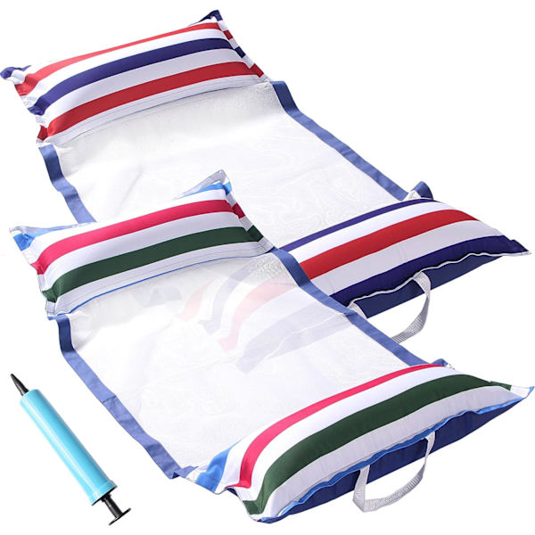 2-pack tygpoolflottörer, uppblåsbara vattenhängmattor, XL stor poolflottör liggstol för vuxna