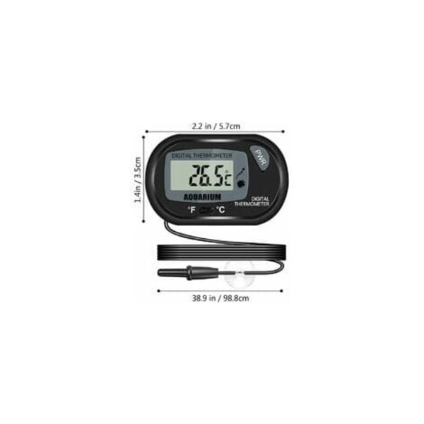 LCD Digital Akvarie Termometer med Sugkopper og Vandtæt