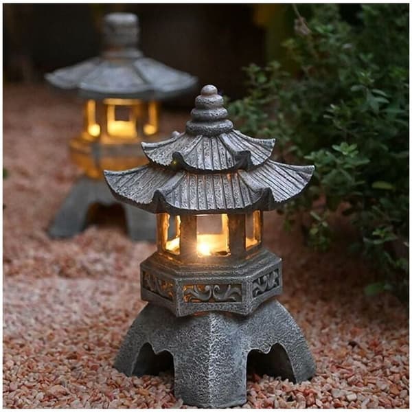 Solcelledrevne Pagode Lygte Statuer, Japansk Stil Pagode Lys