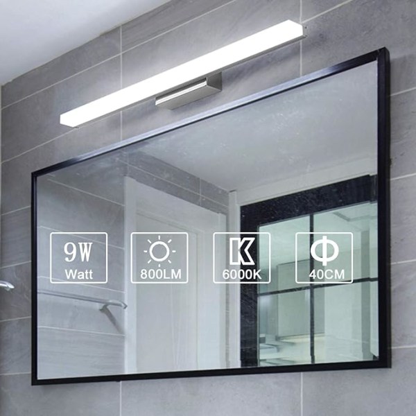 Spegellampa LED vägglampa badrum 9w kallvit 6000k modern