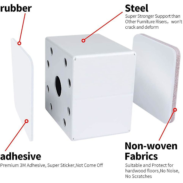 2\"/5cm Kolstål Möbler Riser Kvadrat Svart Sänghöjare 2.4\" Bred Lim Möbel Riser Lägger Till 2\" Höjd Till Sängar Soffor Garderober Stöder 20 000 l