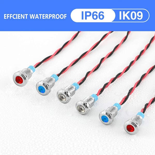 6 stk. 12V-24V 8mm LED Pilot Panel Instrumentbræt Advarselslys Lampe