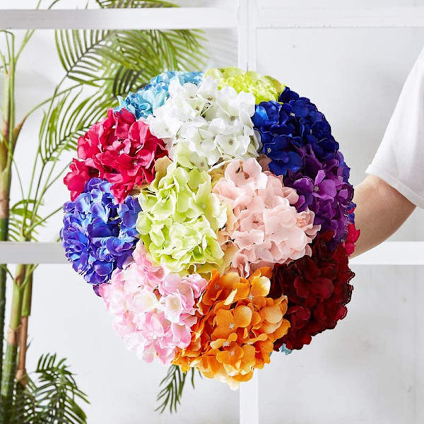 10 stk (Blå) Kunstige Hortensia Blomsterbukett, Enkelt Lang