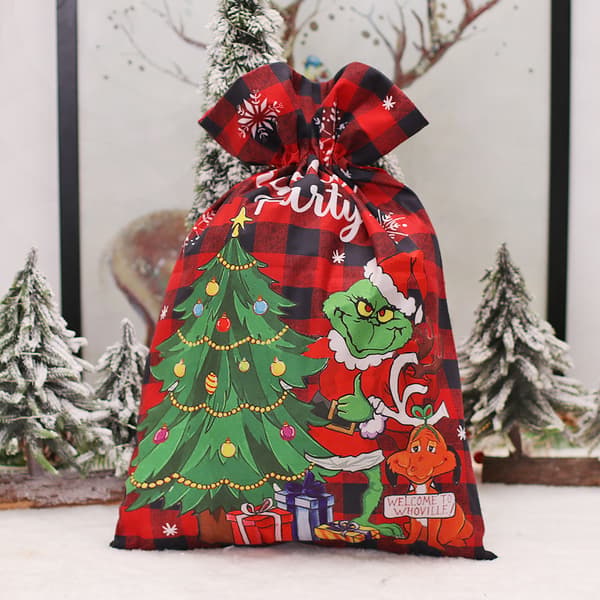 2 Julepynt Røde Rutete Vesker Grinch Monster