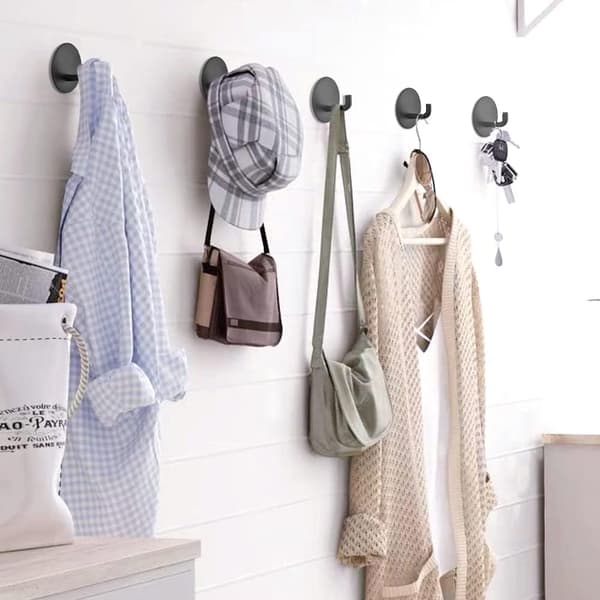 Klæbende Hængekrog, Rustfrit Stål Badeværelsesvæghængekrog, 8 Styk