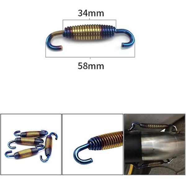 Blå eksosfjærer, 2 stk 58 mm motorsykkelfjær motorsykkel eksos mellomrør rustfritt stål fjærer svingbare fjærer montering universelle fjærer