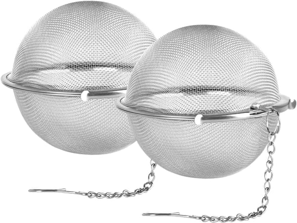 2 stk. Rustfrit Stål Te-kugle 3,5 tommer Te-si 2 stk. Te-infuser Si-filtre til Te