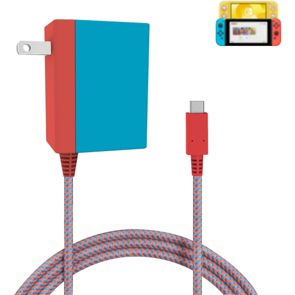 Kompatibel med Snabbladdare för Nintendo Switch OLED, AC-adapter Dubbel Spänning 39W 15V 2,6A Ström för
