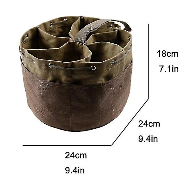 Fallskjermpose Smådelerpose Multifunksjonell Canvas Kit Vannkraftarbeider Vedlikeholdsverktøypakke Hagemaskinvare Verktøyarrangørpose Med Snøring Brun N
