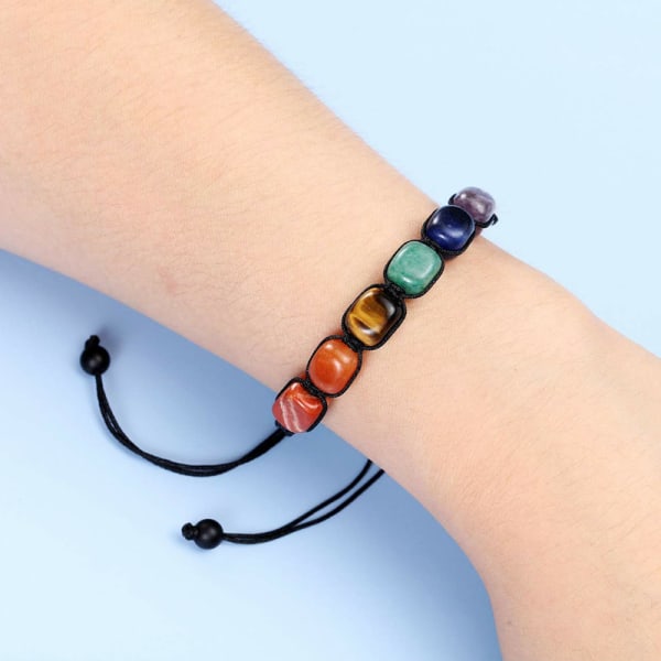 Chakra Healing Crystal Armbånd, Farverigt Natursten Armbånd