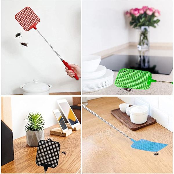 Sett med 4 Teleskopiske Fluesnapper, Dreper Fluer og
