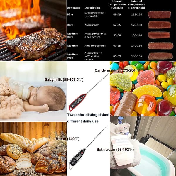 2-pack kötttermometer, digital termometer för omedelbar avläsning av kött, kökstermometer för matlagning för Bbq Gr