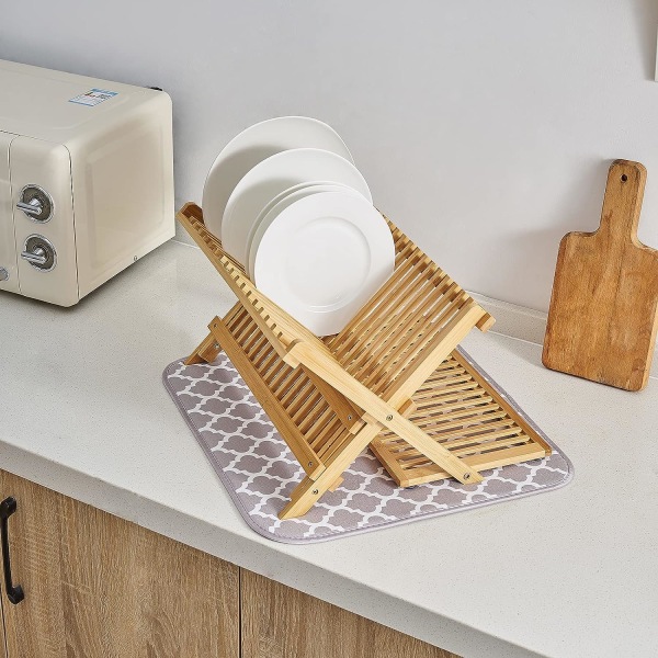 2-pak Mikrofiber Tørkematte for Oppvaskstativ, Absorberende Tørkematte