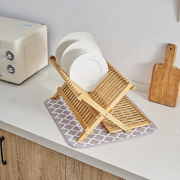 2 Pak Mikrofiber Tørremåtte til Opvaskestativ, Absorberende Tørremåtte