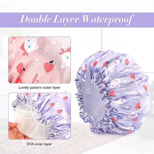 2 stk dusjhette badehette vanntett dusjhette elastisk vanntett dusjhette for damer spa-salong