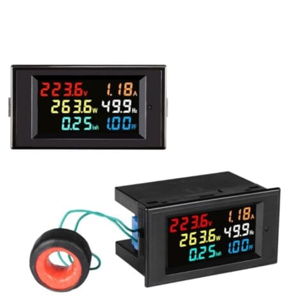 6 i 1 AC-monitor D69-2058 Spänning och ström Frekvens Faktor Elektricitetsmätare Multifunktions Power Monitor 1st (Storlek: AC40-300V)