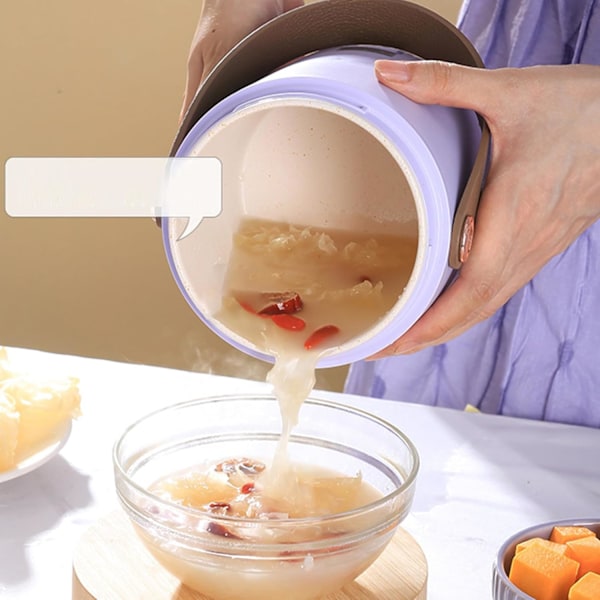 Effektiv Oppvarming Mini Ris Cooker, Isolerte Bærbar Multifunksjonell Suppe Grøt Stewpot med Smart Reservasjon F