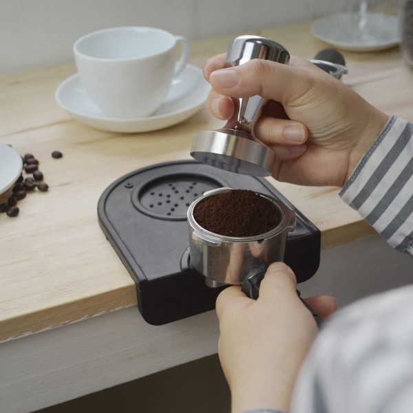 Espresso Kaffe Tamper Mat med Portafilter Hållare och