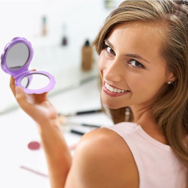 1 lilla skal spejl, makeup spejl foldbar dobbeltsidet