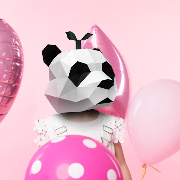 1 stk Panda Hodeplagg 3D Papir Skulptur Håndlaget DIY Dyr
