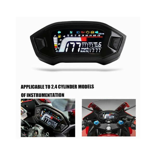 Motorcykel Speedometer Tachometer Universal LCD Digital Odometer