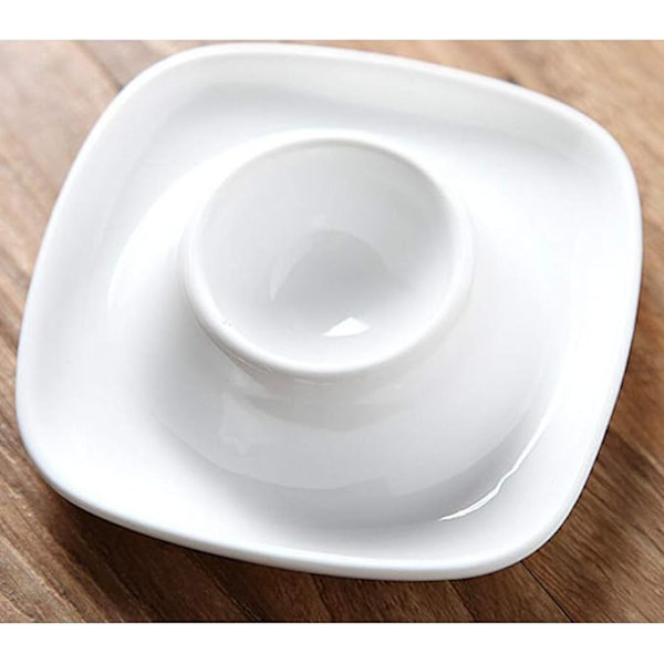 Hvit Porselen Eggkoppsett med 3 Eggstativer, Elegant 3-delt