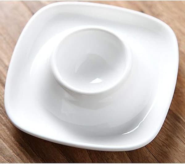 Vit Porslin Äggkoppssats med 3 Äggställ, Elegant 3-delad