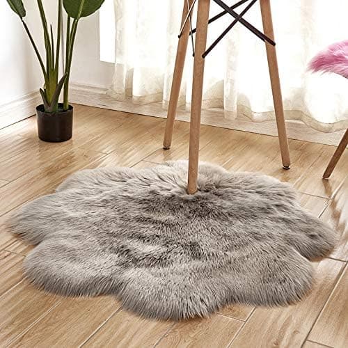 Fluffy Myk Lang Hår Dekorativ Stol Pute Sofa Matte Grå