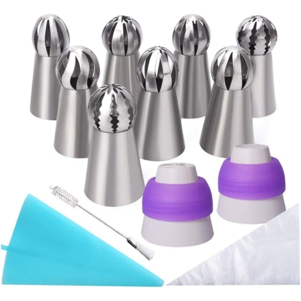 22 Pieces Nozzle Tips Russian Stainless Steel Cake Flower