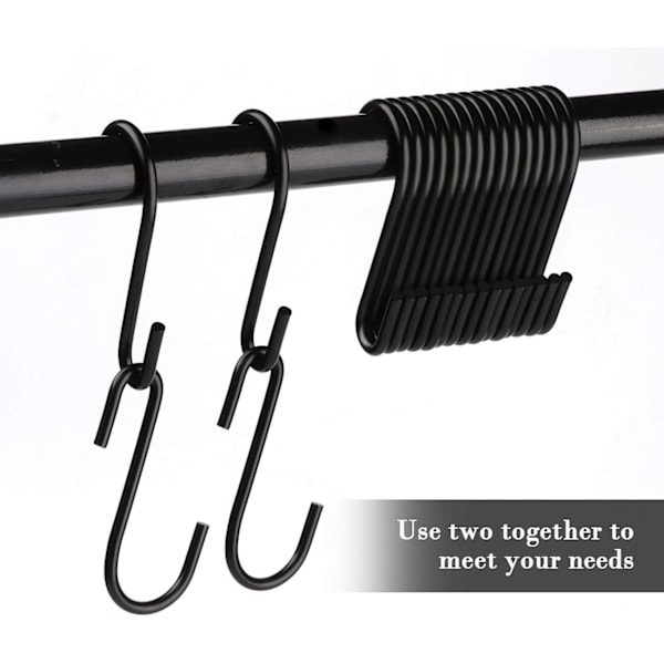 20-pack 7,5 cm S-krokar i rostfritt stål, S-formade metallkrokar