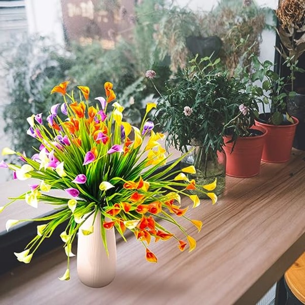 5 stk kunstige blomster, plast dekorative blomster, kunstige
