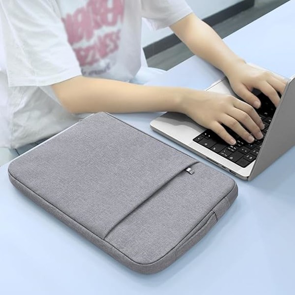 14 Tums Laptopfodral för 2024 MacBook Pro 14,2 Tums Bärbar Canvas Laptopväska, Grå