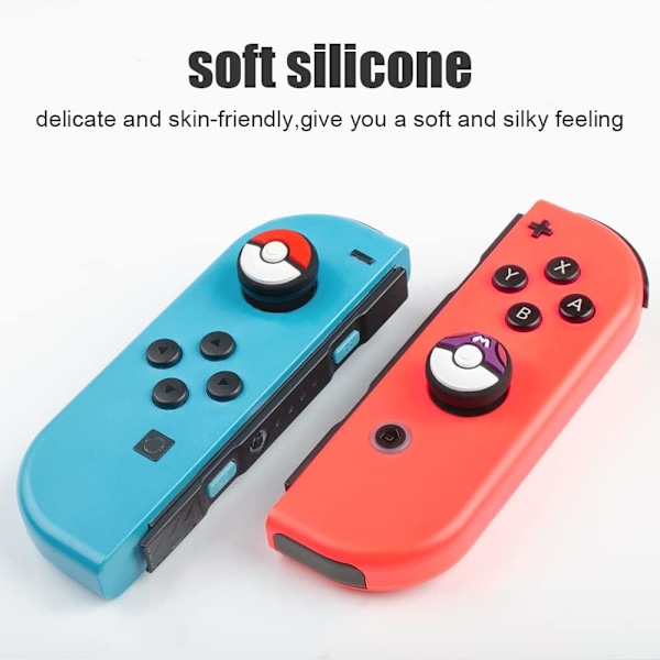 Switch Joycon Tommelgrep Caps, Myke Silikon Joystick Deksel Kompatibel med Nintendo Switch/OLED/Switch Lite, Analo