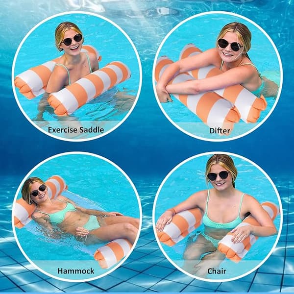 Blå+Orange Pool Float, 2 stk Oppustelig Float Hængekøje Oppustelig
