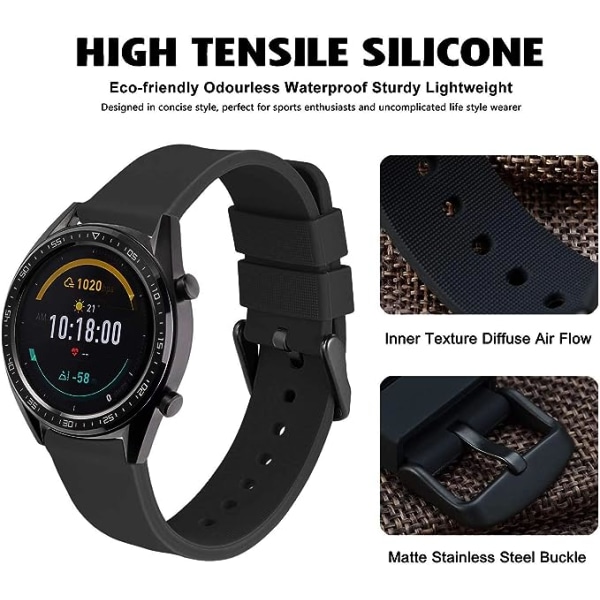 Silicone Watch Bands with Black Buckle, Quick Release