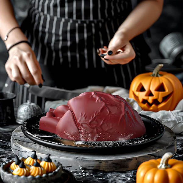 2024 Halloween 3D Realistisk Hjerte Silikonform med Støttebase til Kage Skrøbelig Chokolade Gele Pudding Gele Mo