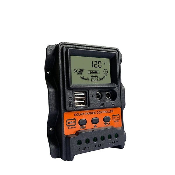 10A solcellelader 12v24v solpanel batterilader regulator auto 2 Usb Lcd-skærm