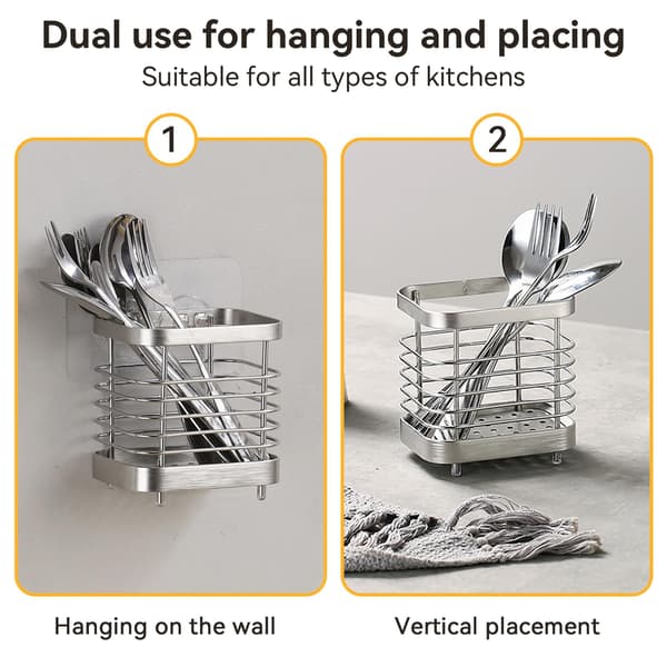 Rustfritt stål bestikk tørkerack, bestikk Caddy rack kurv arrangør