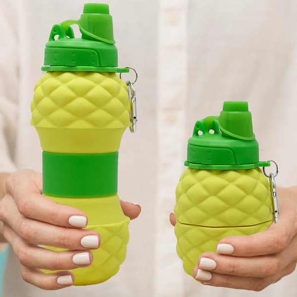 Köp en, få en gratis, hopfällbara vattenflaskor i silikon, läckagesäkra 16oz bärbara vattenflaskor sportkoppar med sugrör