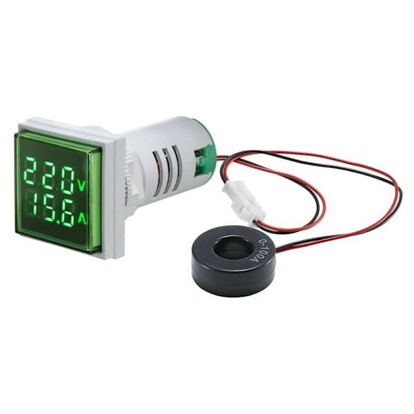 (Grøn) Mini Digital Square Volt-Ammeter Voltmeter Ammeter Vo
