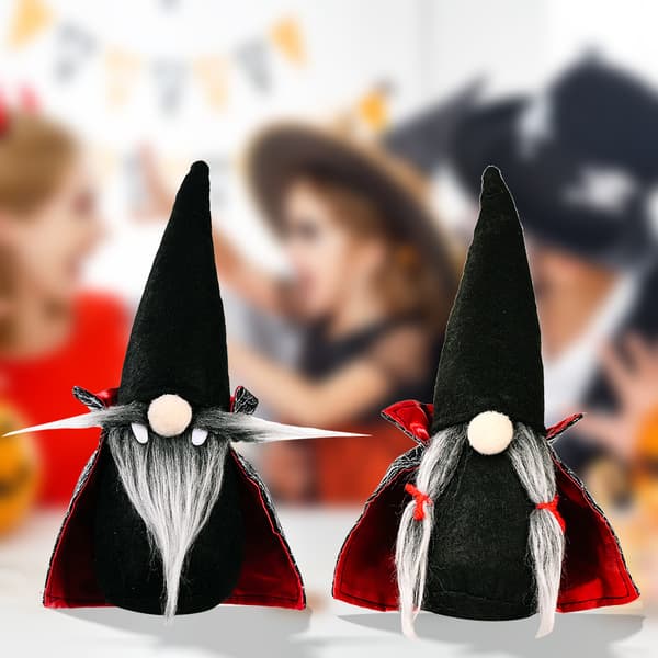2 Halloween Dværg Dekorative Ansigtsløse Dukker, Sort Hexe Kappe