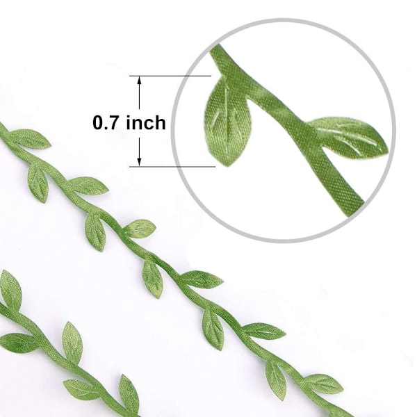 100 metriä Silk Leaf Garland Koristeelliset rekvisiitat Vihreä Lehti Rattan