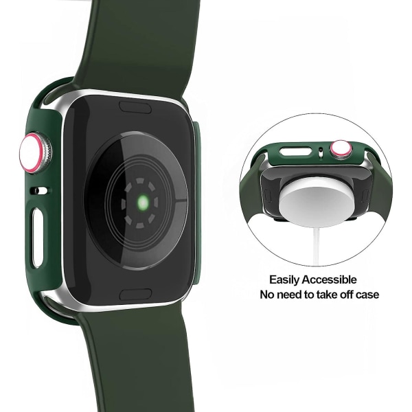 Rose rødCase Kompatibel med Apple Watch 44MM, 2 i 1 Beskyttelse PC Herding Etui og HD Herdet Glass Film for iwatch 44MM Skjermbeskytter Tilbehør