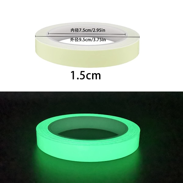 2 stycken 3m x 1cm Självhäftande Självlysande Tejp, (Grön + Himmelsblå)