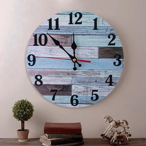 Wall Clock - 10 Inch Silent Wooden Non-Ticking Battery Operated