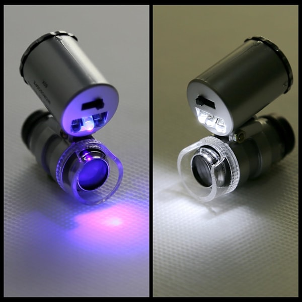 60X Mini Lupe LED UV-belyst Smykkeforhandler Bærbar