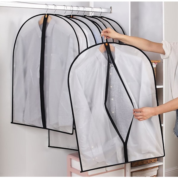 Plastpåsar för kläder, 8-pack Transparent Dammskyddande Kostymöverdrag