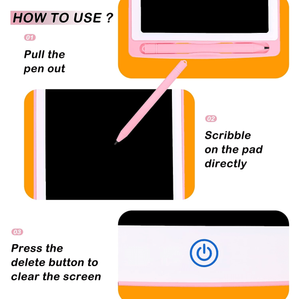 12 Tommer Farverig LCD Skrivetablet til Børn og Voksne Velegnet
