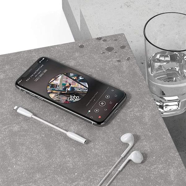 iPhone Hodetelefonadapter, Lightning til 3,5 mm AUX lydadapter